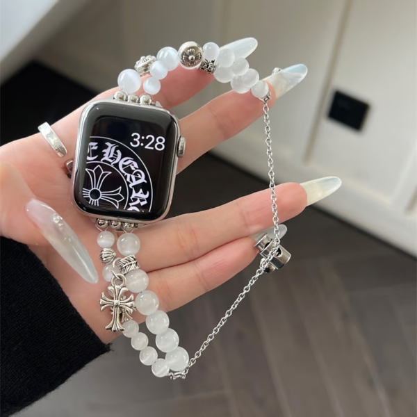 クロムハーツ アップル ウォッチ バンド ブレスレット ビーズ chrome hearts風 黒 アップル ウォッチ 交換ベルト iwatch S10 バンド 女子 おしゃれ ブランド